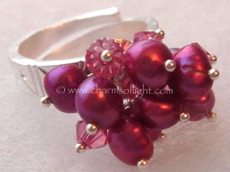 Pearl & Crystal Pink Ring